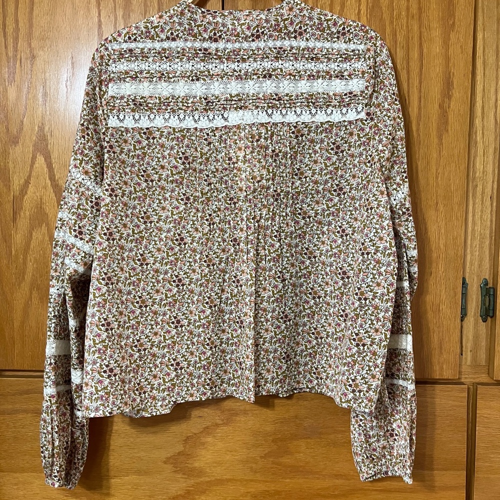Veronica Beard Lyanna lace-trimmed floral-print cotton shirt NWT - Picture 7 of 10
